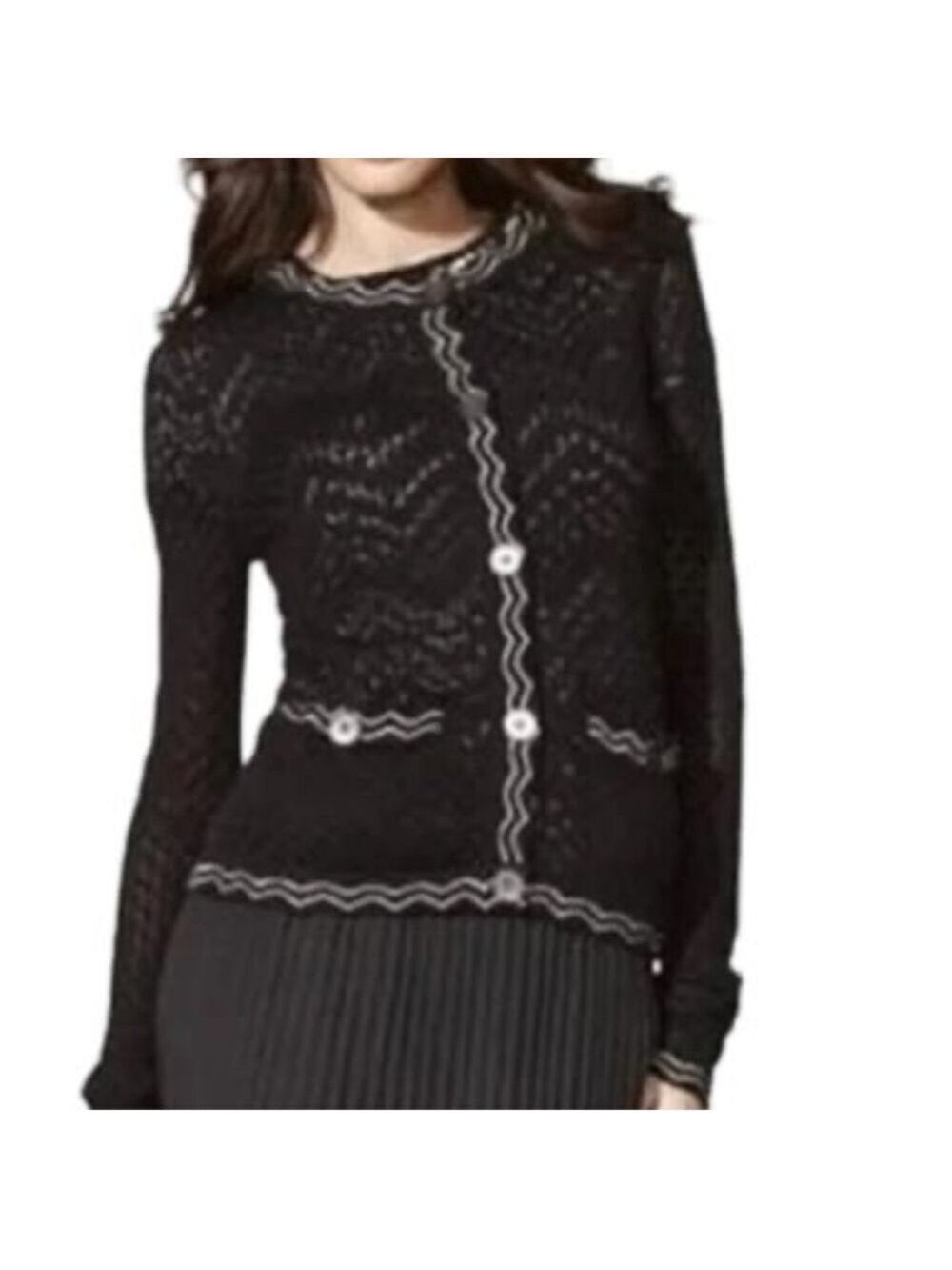 MISSONI for Target button front cardigan sweater loose knit black cream medium